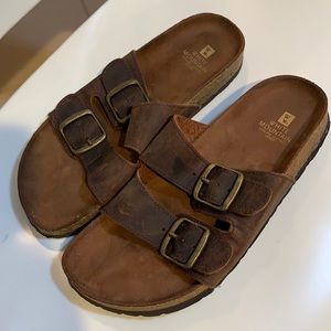 White Moubtaun Genuine Leather Upper Sandals